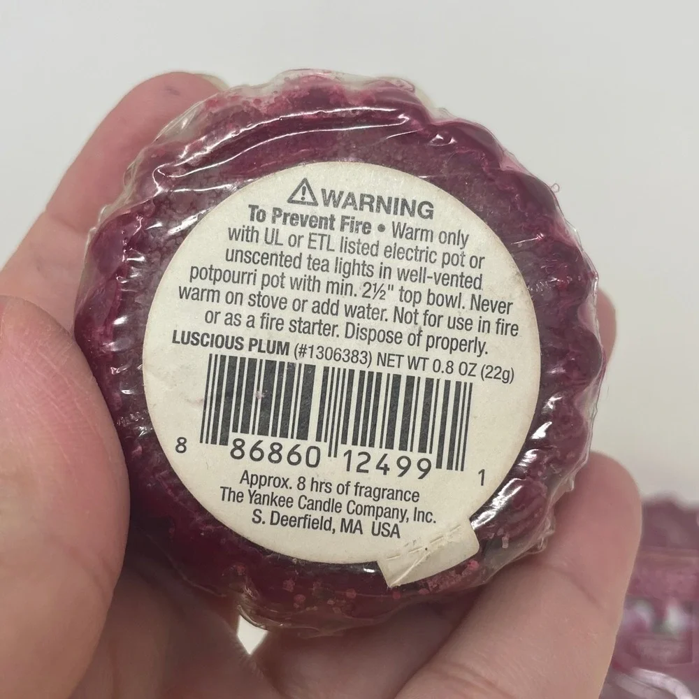 Yankee Candle Wax Potpourri Tarts Bundle Luscious Plum Clean Cotton 4 Pack 0.8oz